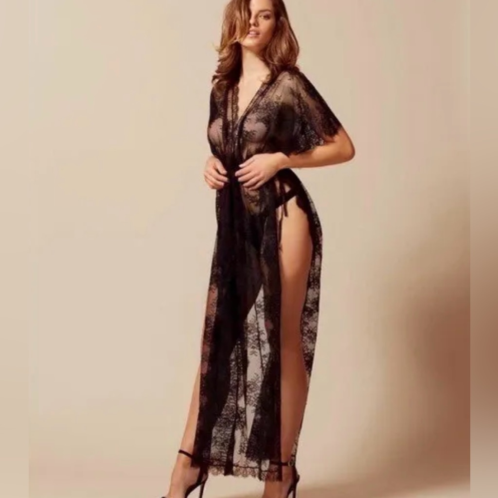 Agent Provocateur Fionna Black Lace Kaftan Sz. S/M Whimsygoth Goth